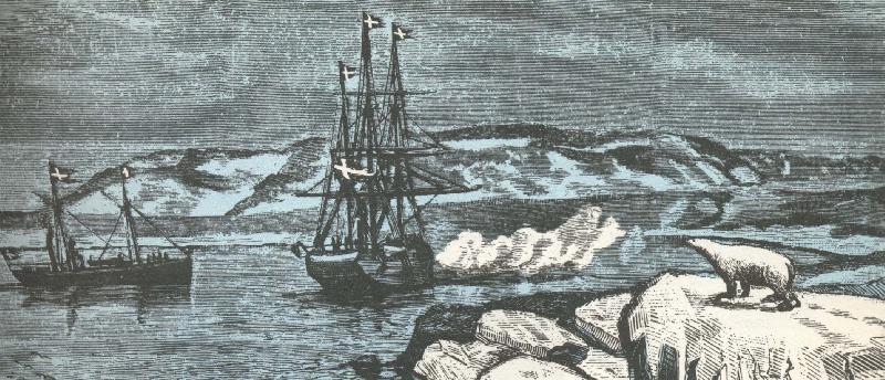 william r clark nordenskiolds fartyg vega ger salut,da det rundar asiens nordligaste udde kap tjeljuskin i augusti 1878 oil painting picture